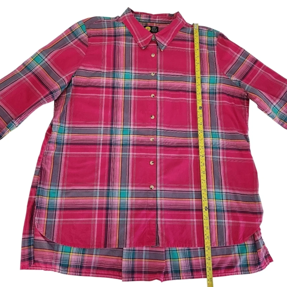 LIFE IS GOOD Pink Plaid Button Front Cotton Shirt Relaxed Casual Top xl - Picture 13 of 15